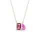 1 - Arika 1.05 ctw Emerald Shape Pink Tourmaline with Pear Shape Created Pink Sapphire Toi Et Moi Women Pendant Necklace 