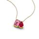 3 - Arika 1.05 ctw Emerald Shape Pink Tourmaline with Pear Shape Created Ruby Toi Et Moi Women Pendant Necklace 