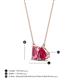 4 - Arika 1.05 ctw Emerald Shape Pink Tourmaline with Pear Shape Created Ruby Toi Et Moi Women Pendant Necklace 