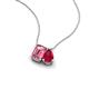 3 - Arika 1.05 ctw Emerald Shape Pink Tourmaline with Pear Shape Created Ruby Toi Et Moi Women Pendant Necklace 