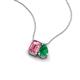 3 - Arika 0.93 ctw Emerald Shape Pink Tourmaline with Pear Shape Created Emerald Toi Et Moi Women Pendant Necklace 