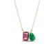 1 - Arika 0.93 ctw Emerald Shape Pink Tourmaline with Pear Shape Created Emerald Toi Et Moi Women Pendant Necklace 