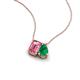3 - Arika 0.93 ctw Emerald Shape Pink Tourmaline with Pear Shape Created Emerald Toi Et Moi Women Pendant Necklace 