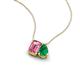 3 - Arika 0.93 ctw Emerald Shape Pink Tourmaline with Pear Shape Created Emerald Toi Et Moi Women Pendant Necklace 
