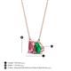 4 - Arika 0.93 ctw Emerald Shape Pink Tourmaline with Pear Shape Created Emerald Toi Et Moi Women Pendant Necklace 