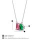 4 - Arika 0.93 ctw Emerald Shape Pink Tourmaline with Pear Shape Created Emerald Toi Et Moi Women Pendant Necklace 