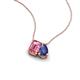 3 - Arika 0.95 ctw Emerald Shape Pink Tourmaline with Pear Shape Iolite Toi Et Moi Women Pendant Necklace 