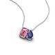 3 - Arika 0.95 ctw Emerald Shape Pink Tourmaline with Pear Shape Iolite Toi Et Moi Women Pendant Necklace 