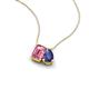 3 - Arika 0.95 ctw Emerald Shape Pink Tourmaline with Pear Shape Iolite Toi Et Moi Women Pendant Necklace 