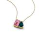 3 - Arika 1.10 ctw Emerald Shape Pink Tourmaline with Pear Shape London Blue Topaz Toi Et Moi Women Pendant Necklace 