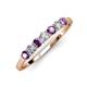 3 - Vivian 3.00 mm Amethyst and Diamond 7 Stone Wedding Band 