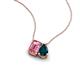 3 - Arika 1.10 ctw Emerald Shape Pink Tourmaline with Pear Shape London Blue Topaz Toi Et Moi Women Pendant Necklace 