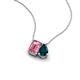 3 - Arika 1.10 ctw Emerald Shape Pink Tourmaline with Pear Shape London Blue Topaz Toi Et Moi Women Pendant Necklace 