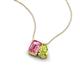 3 - Arika 1.10 ctw Emerald Shape Pink Tourmaline with Pear Shape Peridot Toi Et Moi Women Pendant Necklace 