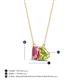 4 - Arika 1.10 ctw Emerald Shape Pink Tourmaline with Pear Shape Peridot Toi Et Moi Women Pendant Necklace 