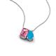 3 - Arika 0.85 ctw Emerald Shape Pink Tourmaline with Pear Shape Turquoise Toi Et Moi Women Pendant Necklace 