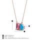 4 - Arika 0.85 ctw Emerald Shape Pink Tourmaline with Pear Shape Turquoise Toi Et Moi Women Pendant Necklace 