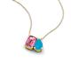 3 - Arika 0.85 ctw Emerald Shape Pink Tourmaline with Pear Shape Turquoise Toi Et Moi Women Pendant Necklace 