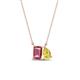 1 - Arika 1.05 ctw Emerald Shape Pink Tourmaline with Pear Shape Created Yellow Sapphire Toi Et Moi Women Pendant Necklace 