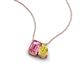 3 - Arika 1.05 ctw Emerald Shape Pink Tourmaline with Pear Shape Created Yellow Sapphire Toi Et Moi Women Pendant Necklace 