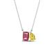 1 - Arika 1.05 ctw Emerald Shape Pink Tourmaline with Pear Shape Created Yellow Sapphire Toi Et Moi Women Pendant Necklace 