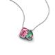 3 - Arika 1.09 ctw Emerald Shape Pink Tourmaline with Pear Shape Created Alexandrite Toi Et Moi Women Pendant Necklace 