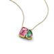 3 - Arika 1.09 ctw Emerald Shape Pink Tourmaline with Pear Shape Created Alexandrite Toi Et Moi Women Pendant Necklace 
