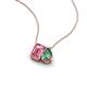 3 - Arika 1.09 ctw Emerald Shape Pink Tourmaline with Pear Shape Created Alexandrite Toi Et Moi Women Pendant Necklace 