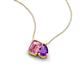 3 - Arika 1.00 ctw Emerald Shape Pink Tourmaline with Pear Shape Amethyst Toi Et Moi Women Pendant Necklace 