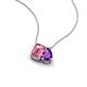 3 - Arika 1.00 ctw Emerald Shape Pink Tourmaline with Pear Shape Amethyst Toi Et Moi Women Pendant Necklace 