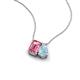 3 - Arika 0.95 ctw Emerald Shape Pink Tourmaline with Pear Shape Aquamarine Toi Et Moi Women Pendant Necklace 