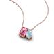 3 - Arika 0.95 ctw Emerald Shape Pink Tourmaline with Pear Shape Aquamarine Toi Et Moi Women Pendant Necklace 