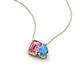 3 - Arika 1.10 ctw Emerald Shape Pink Tourmaline with Pear Shape Blue Topaz Toi Et Moi Women Pendant Necklace 