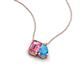 3 - Arika 1.10 ctw Emerald Shape Pink Tourmaline with Pear Shape Blue Topaz Toi Et Moi Women Pendant Necklace 