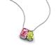 3 - Arika 1.10 ctw Emerald Shape Pink Tourmaline with Pear Shape Peridot Toi Et Moi Women Pendant Necklace 