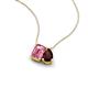 3 - Arika 1.15 ctw Emerald Shape Pink Tourmaline with Pear Shape Red Garnet Toi Et Moi Women Pendant Necklace 
