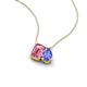 3 - Arika 1.05 ctw Emerald Shape Pink Tourmaline with Pear Shape Tanzanite Toi Et Moi Women Pendant Necklace 