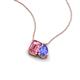 3 - Arika 1.05 ctw Emerald Shape Pink Tourmaline with Pear Shape Tanzanite Toi Et Moi Women Pendant Necklace 