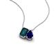 3 - Arika 1.15 ctw Emerald Shape London Blue Topaz with Pear Shape Created Blue Sapphire Toi Et Moi Women Pendant Necklace 