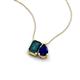 3 - Arika 1.15 ctw Emerald Shape London Blue Topaz with Pear Shape Created Blue Sapphire Toi Et Moi Women Pendant Necklace 