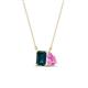 1 - Arika 1.15 ctw Emerald Shape London Blue Topaz with Pear Shape Created Pink Sapphire Toi Et Moi Women Pendant Necklace 
