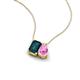 3 - Arika 1.15 ctw Emerald Shape London Blue Topaz with Pear Shape Created Pink Sapphire Toi Et Moi Women Pendant Necklace 