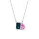 1 - Arika 1.15 ctw Emerald Shape London Blue Topaz with Pear Shape Created Pink Sapphire Toi Et Moi Women Pendant Necklace 