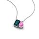 3 - Arika 1.15 ctw Emerald Shape London Blue Topaz with Pear Shape Created Pink Sapphire Toi Et Moi Women Pendant Necklace 