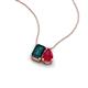 3 - Arika 1.15 ctw Emerald Shape London Blue Topaz with Pear Shape Created Ruby Toi Et Moi Women Pendant Necklace 