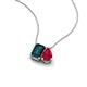 3 - Arika 1.15 ctw Emerald Shape London Blue Topaz with Pear Shape Created Ruby Toi Et Moi Women Pendant Necklace 