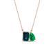 1 - Arika 1.03 ctw Emerald Shape London Blue Topaz with Pear Shape Created Emerald Toi Et Moi Women Pendant Necklace 