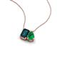 3 - Arika 1.03 ctw Emerald Shape London Blue Topaz with Pear Shape Created Emerald Toi Et Moi Women Pendant Necklace 