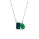 1 - Arika 1.03 ctw Emerald Shape London Blue Topaz with Pear Shape Created Emerald Toi Et Moi Women Pendant Necklace 