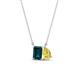 1 - Arika 1.15 ctw Emerald Shape London Blue Topaz with Pear Shape Created Yellow Sapphire Toi Et Moi Women Pendant Necklace 